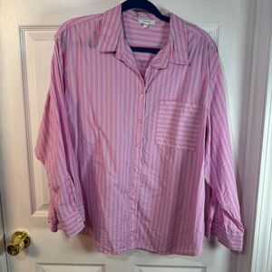 Maurices - 90s Prep Relaxed Button Up Shirt - Pink - 1x -